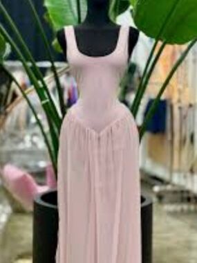 Zara Blush Pink Scoop-Neck Maxi Dress